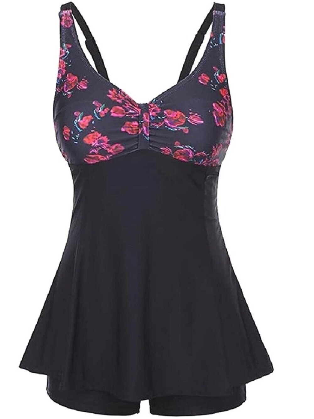 Plus Size 3XL Floral Monokini One-Piece Swimsuit Padded Wire-Free Swimdress - Picture 5 of 9